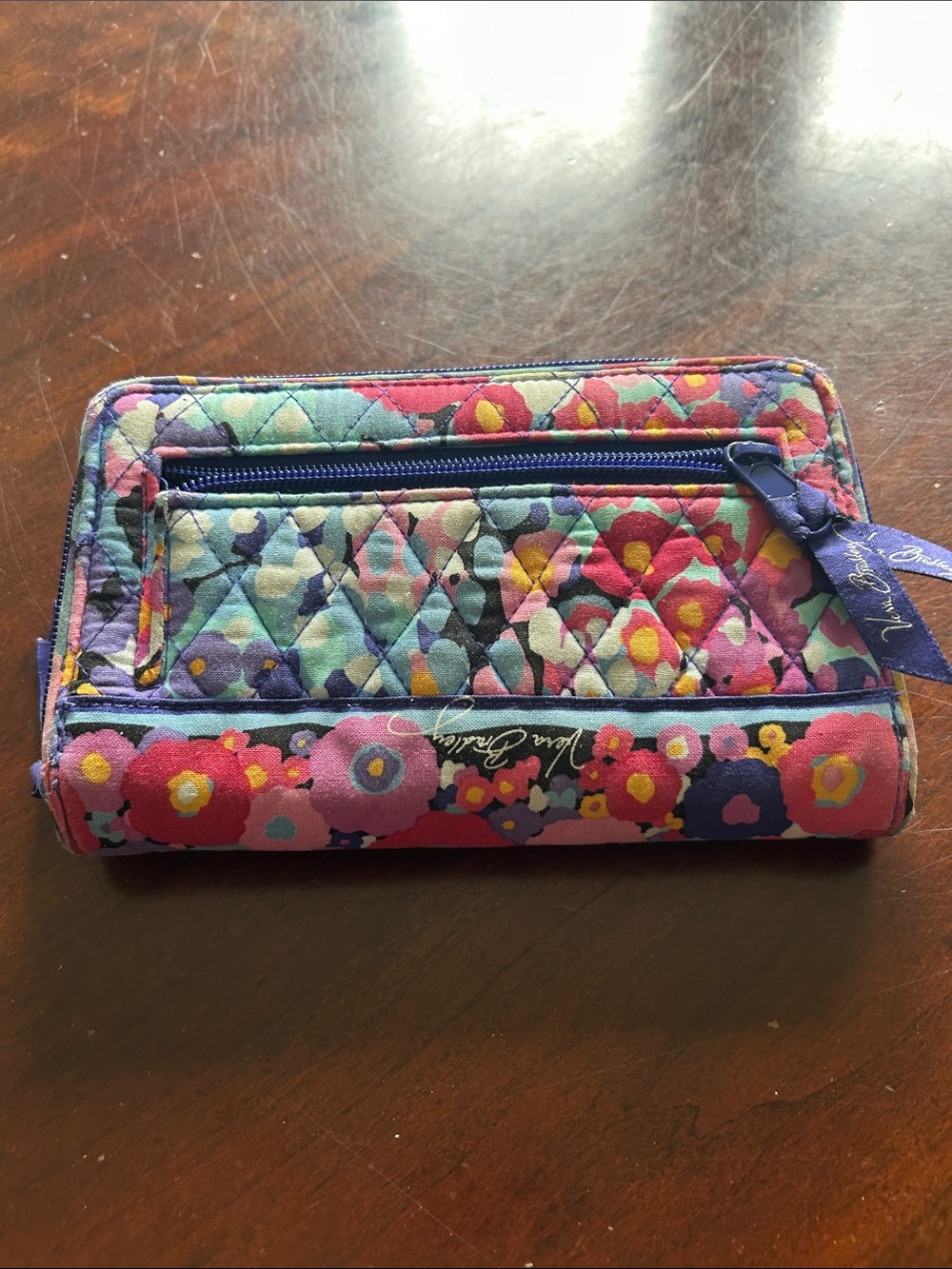 Vera Bradley Purple Multi Floral Quilted Zip Wallet - Picture 6 of 11
